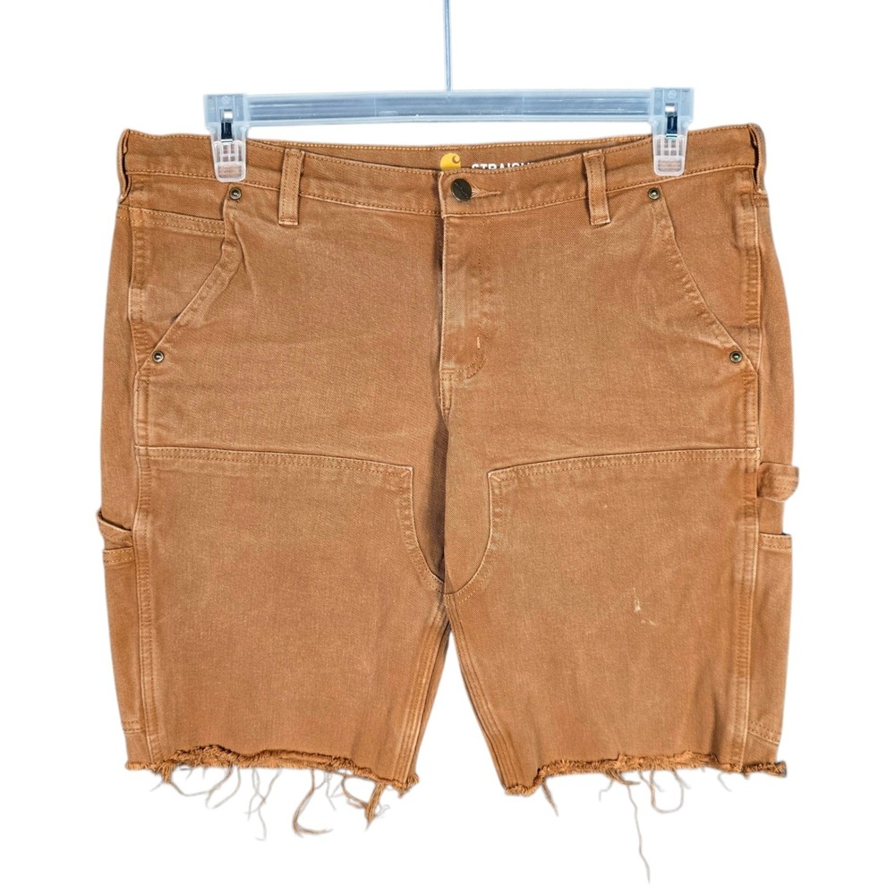 Carhartt Shorts Womens 14 Regular Cutoff Brown Double Front Knee Utility 104296